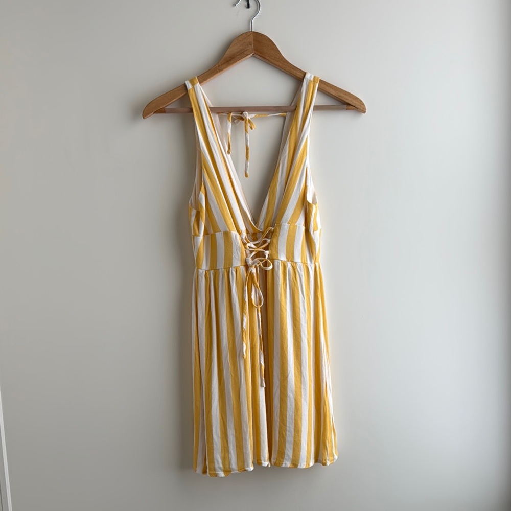 Forever 21 Yellow and White Striped Mini Dress
